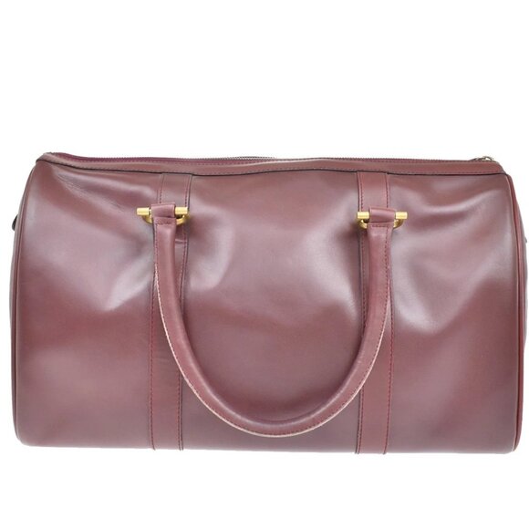 MUST DE CARTIER 2C Logo Hand Shoulder Bag Travel Leather Red 158-082225 - Picture 2 of 16